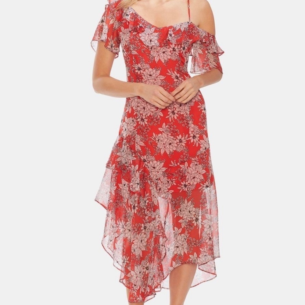 Vince Camuto Asymmetrical Floral Dress